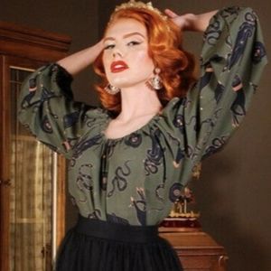 Pinup girl clothing sylvie peasant top